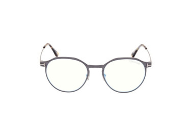 Tom Ford FT5866-B 013 Matte Dark Ruthenium/Shiny Grey Havana/Clear Blue Light Block 52mm