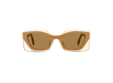 Fendi FE40034U 57E Transparent Peach Base and Camel/Light Brown