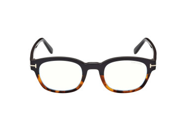 Tom Ford FT5808-B 005 Shiny Black/Havana Blue Light Block 49mm