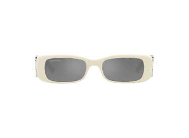 Balenciaga BB0096S 020 Ivory/Grey with Mirror Silver Mirror