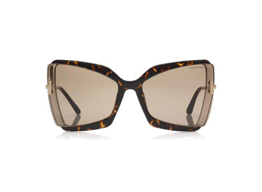 Tom Ford FT0766 56J Dark Havana & Transparent Light Grey with Rose Gold/Roviex