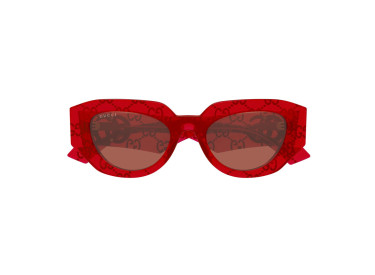 Gucci GG1421S 006 Transparent Red with GG Pattern/Brown