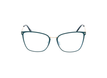 Tom Ford FT5839-B 087 Shiny Turquoise/Gold/Clear Blue Light Block 56mm