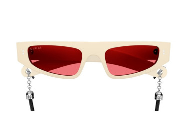 Gucci GG1634S 007 Ivory/Red With Black Cord
