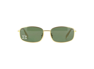 Celine CL40285U RHINESTONE TRIOMPHE 30N Shiny Endura Gold/Green with Crystal Logo Studs