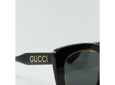 Gucci GG1151S 001 Shiny Black With Gold Rim/Grey