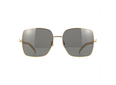 Gucci GG0724S 001 Gold with Black GG Logo on Gold Chain/Grey