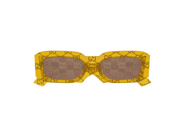 Gucci GG1426S 007 Transparent Yellow with GG Pattern/Brown with GG Pattern Mirror