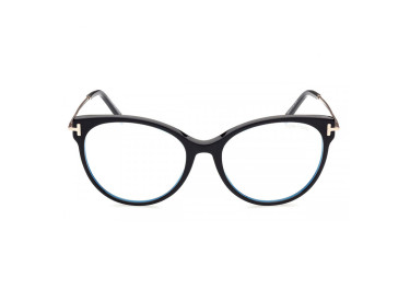 Tom Ford FT5770-B 001 Shiny Black/Rose Gold/Clear Blue Light Block 54mm