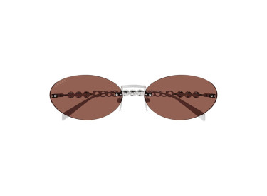 Gucci GG1922S 002 Shiny Silver with White Pearl/Brown