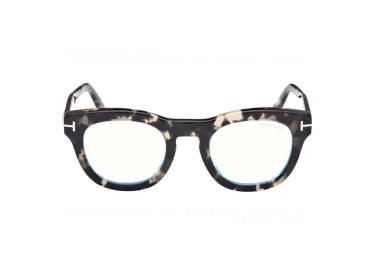 Tom Ford FT5873-B 005 Black Havana/Clear Blue Light Block 49mm