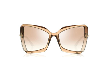 Tom Ford FT0766 57G Rose Champagne with Rose Gold/Gradient Brown Silver Flash