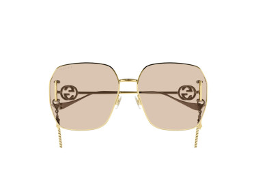 Gucci GG1207SA 001 Gold/Light Brown with Gold Chain