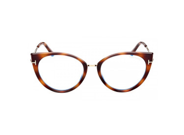 Tom Ford FT5815-B 053 Blonde Havana/Rose Gold/Clear Blue Light Block 54mm