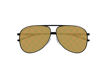 Gucci GG1677S 005 Black/Brown with Light Silver GG Pattern Mirror