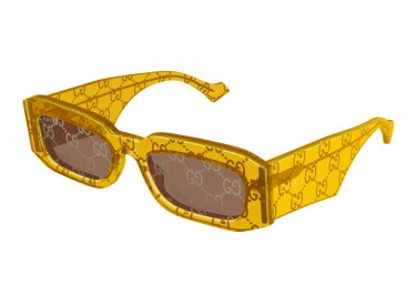 Gucci GG1426S 007 Transparent Yellow with GG Pattern/Brown with GG Pattern Mirror