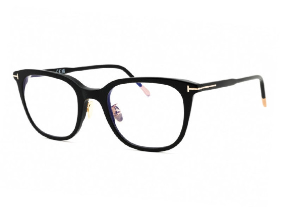 Tom Ford FT5776-D-B 001 Shiny Black/Clear Blue Light Block Lens 53mm