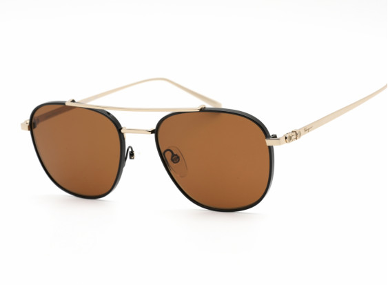 Salvatore Ferragamo SF200S 733 Shiny Gold/Black / Brown