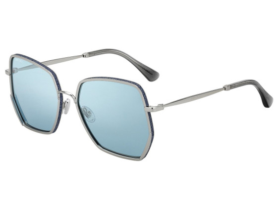 Jimmy Choo ALINE/S 0LKS 61 Pale Gold Blue Glitter / Blue Silver Mirror