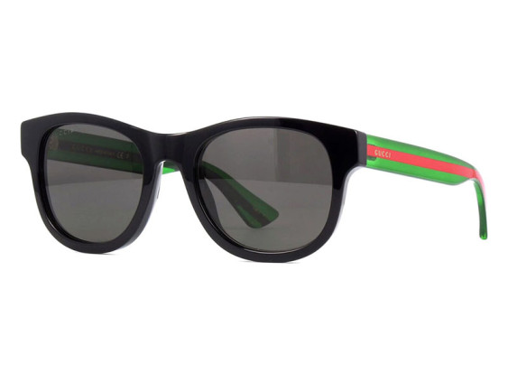 Gucci GG0003SN 006 Black with Green Crystal and Red Stripe/Grey Polarized