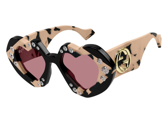 Gucci GG1329S 001 Pink Nude And Black With Crystal Strass/Cyclamen