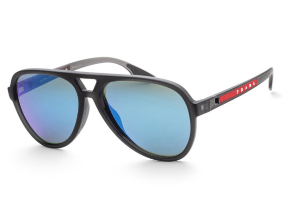 Prada Sport PS06WS 13C08R Grey Transparent Rubber/Light Green Mirror Blue