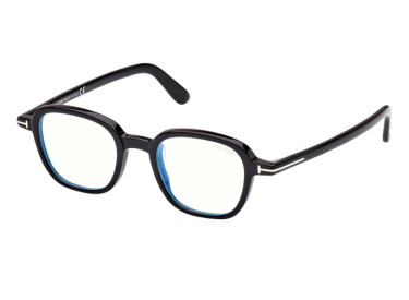 Tom Ford FT5837-B 001 Shiny Black/Clear Blue Light Block 46mm
