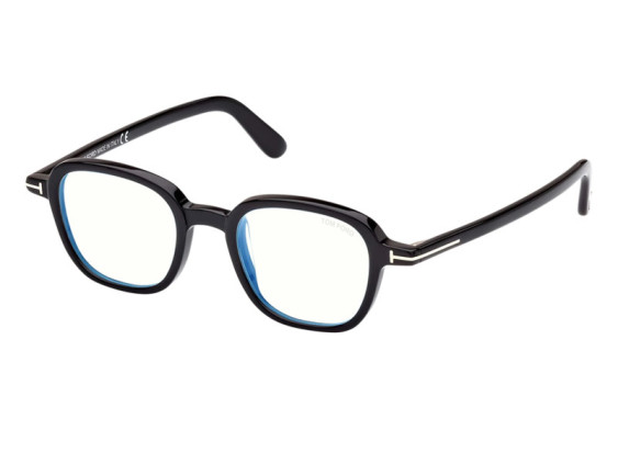 Tom Ford FT5837-B 001 Shiny Black/Clear Blue Light Block 46mm