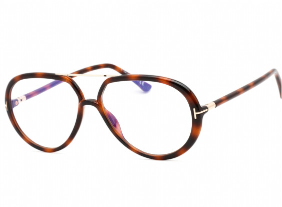 Tom Ford FT5838-B 053 Blonde Havana/Clear/Blue-Light block lens