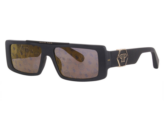 Philipp Plein SPP003M 703L Matt Black/Gold Mirror with Pattern