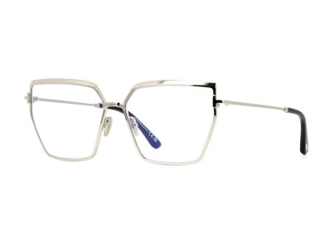 Tom Ford FT5946-B 016 Shiny Palladium/Clear Blue Light Block 57mm