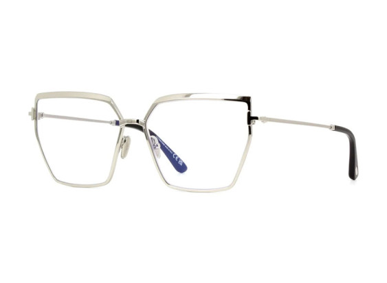 Tom Ford FT5946-B 016 Shiny Palladium/Clear Blue Light Block 57mm