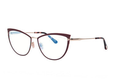 Tom Ford FT5877-B 069 Bordeaux/Shiny Rose Gold/Clear Blue Light Block 56mm
