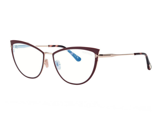 Tom Ford FT5877-B 069 Bordeaux/Shiny Rose Gold/Clear Blue Light Block 56mm