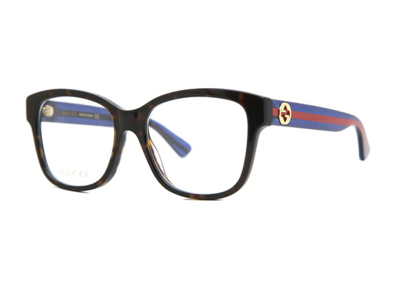 Gucci GG0038ON 003 Shiny Dark Havana/Blue and Red 54mm