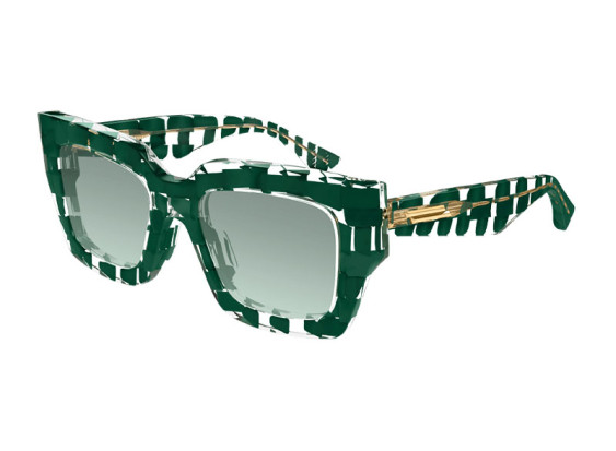 Bottega Veneta BV1212S 008 Dark Green Pattern on Transparent/Green Gradient
