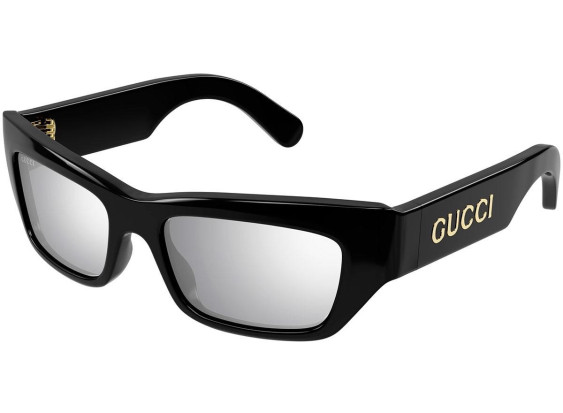 Gucci GG1296S 002 Shiny Black/Grey with Silver Mirror