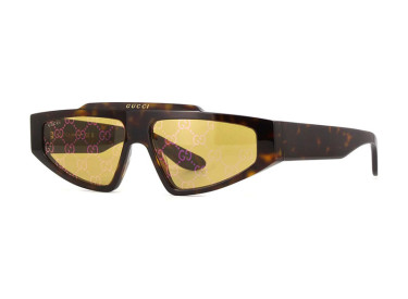 Gucci GG1591S 002 Dark Havana/Yellow with GG Pattern Mirror