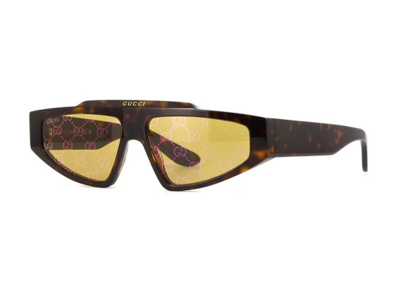 Gucci GG1591S 002 Dark Havana/Yellow with GG Pattern Mirror