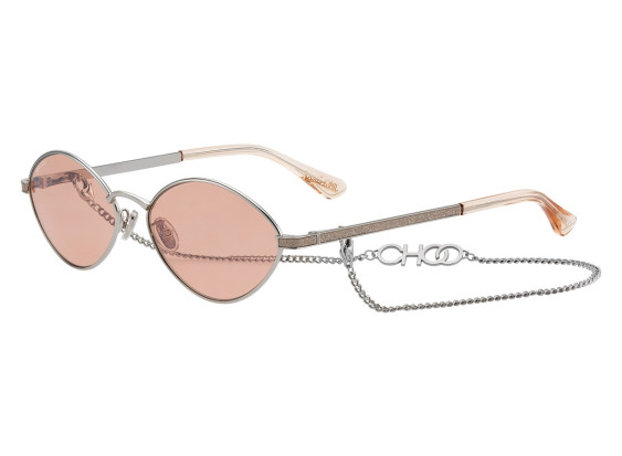 Jimmy Choo SONNY/S 9F6/2S Peach Palladium Pink/Pink Flash Silver with Silver Chain