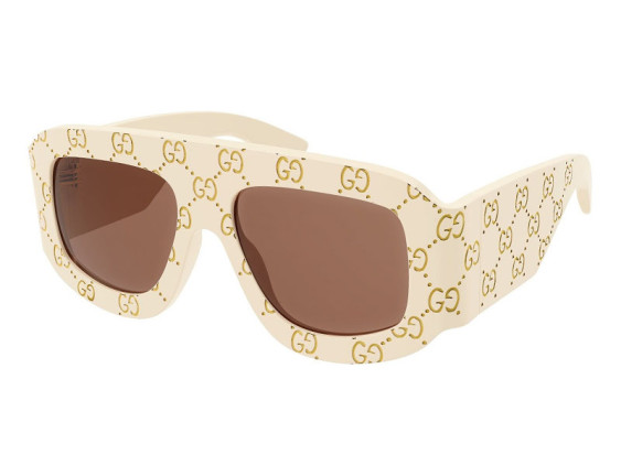 Gucci GG0983S 001 Ivory With Gold GG Pattern/Orange