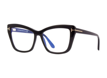 Tom Ford FT5826-B 001 Shiny Black/Clear Blue Light Block 55mm