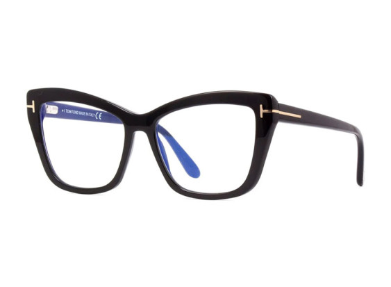 Tom Ford FT5826-B 001 Shiny Black/Clear Blue Light Block 55mm