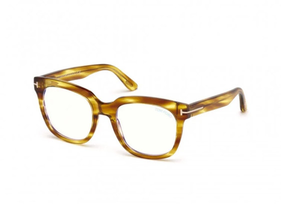 Tom Ford FT5537-B 045 Shiny Light Brown Havana 52mm