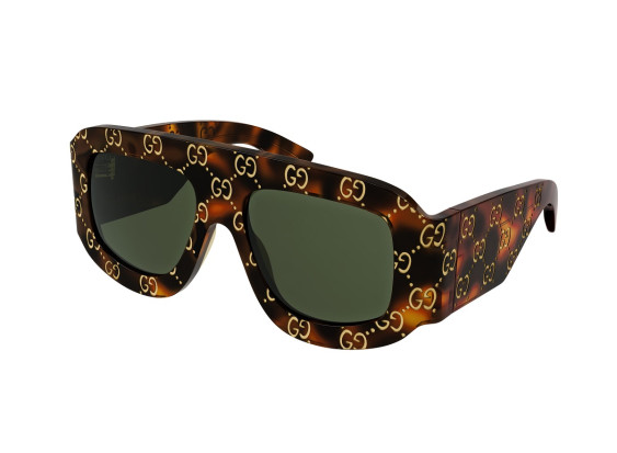Gucci GG0983S 002 Havana With Gold GG Pattern/Green