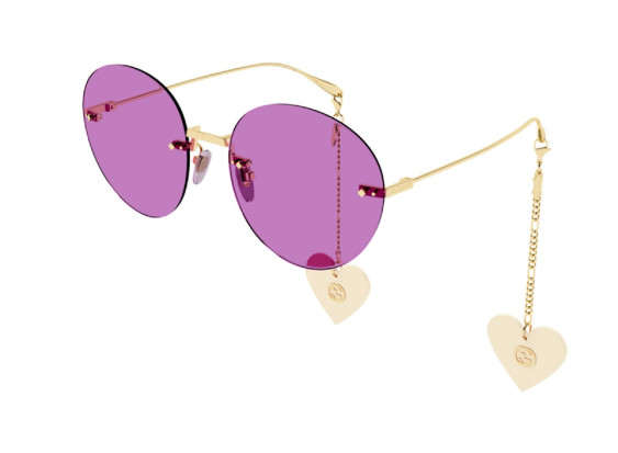 Gucci GG1149S 005 Gold/Violet with Chain Heart
