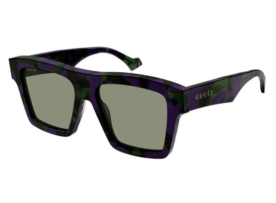 Gucci GG0962S 014 Big Spotted Purple And Green Havana/Solid Green