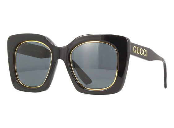 Gucci GG1151S 001 Shiny Black With Gold Rim/Grey