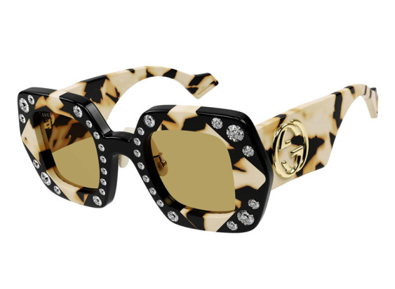Gucci GG1330S 001 Beige Horn And Black With Crystal Strass/Ocher