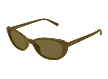 Saint Laurent SL822 003 Shiny Solid Licorice Brown/Khaki